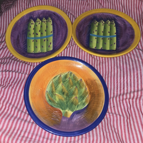 222 Fifth Ave Stoneware Plates Serving Salads, Asparagus, Artichokes, etc... - Picture 8 of 16